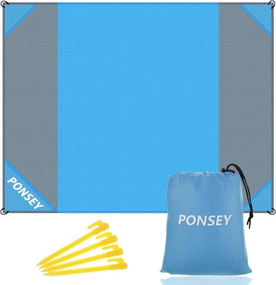 Tappeto da picnic 200 x 200 cm - impermeabile e resistente al sabbio - blu