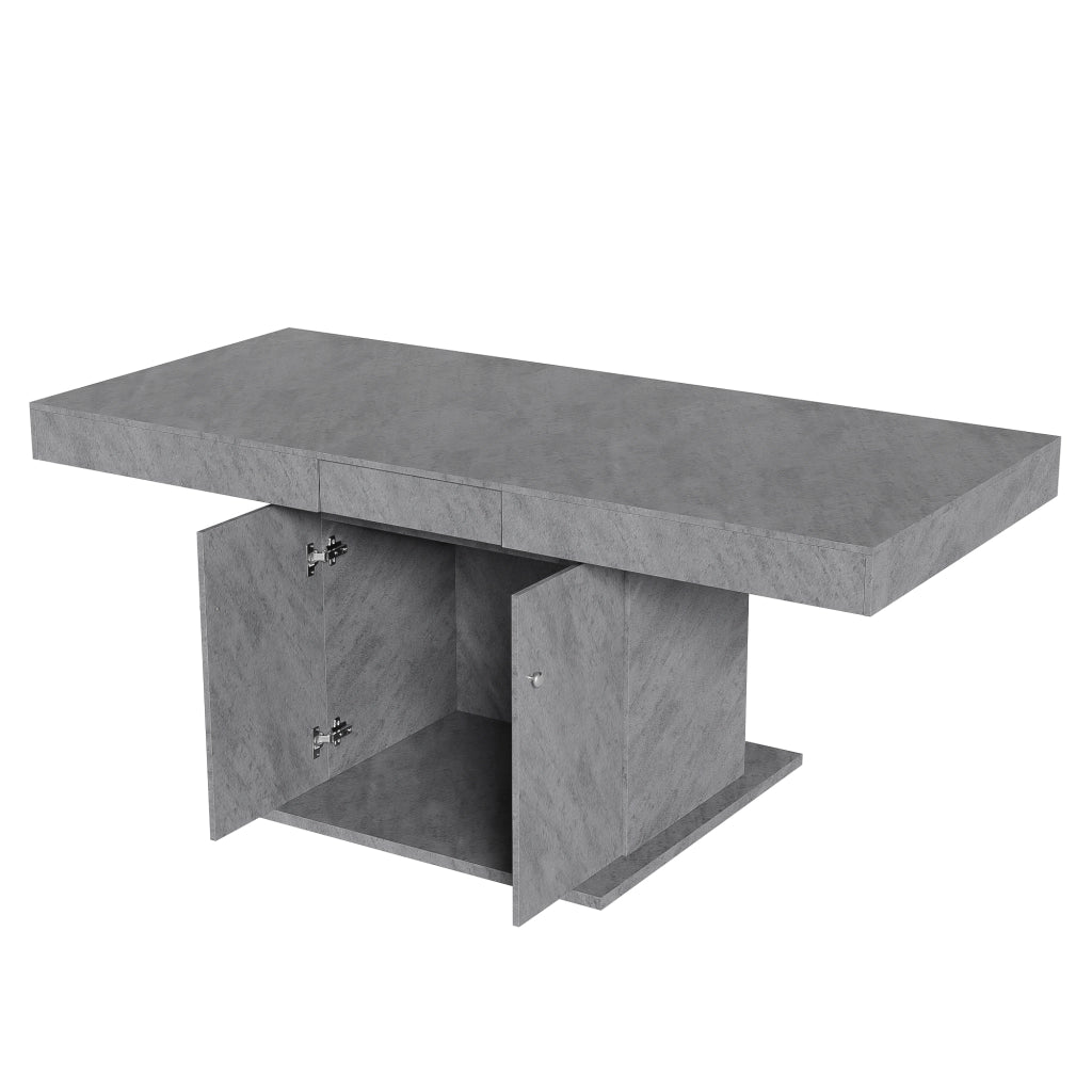 Tavolo da pranzo allungabile con vano contenitore in truciolare e metallo grigio 140/180 × 80 × 76 cm