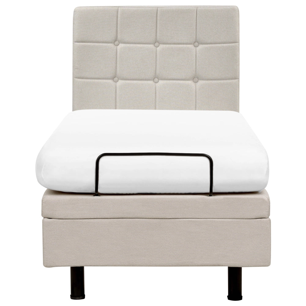 Letto Tessuto Beige Chiaro Elettrico Regolabile con Telecomando 80 x 200 cm