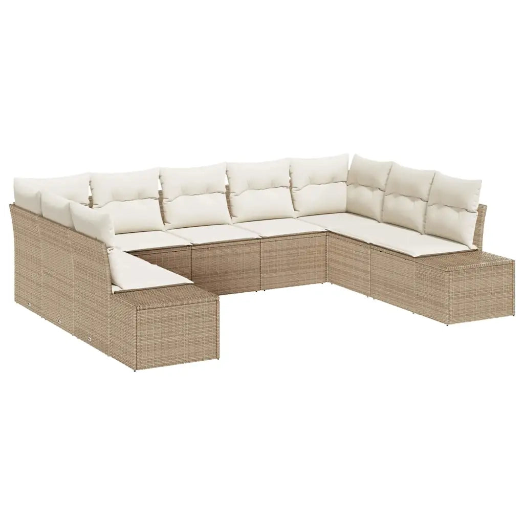 Set Divano da Giardino con cuscino 9 pcs Beige polyrattan 3347221
