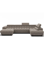 Divano panoramico convertibile Beige angolo destro FERARIA 358x93x202cm