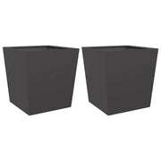 2 pz Fioriere | Cassetta per fiori | Vaso da Giardino Nere 50x50x50 cm in Acciaio