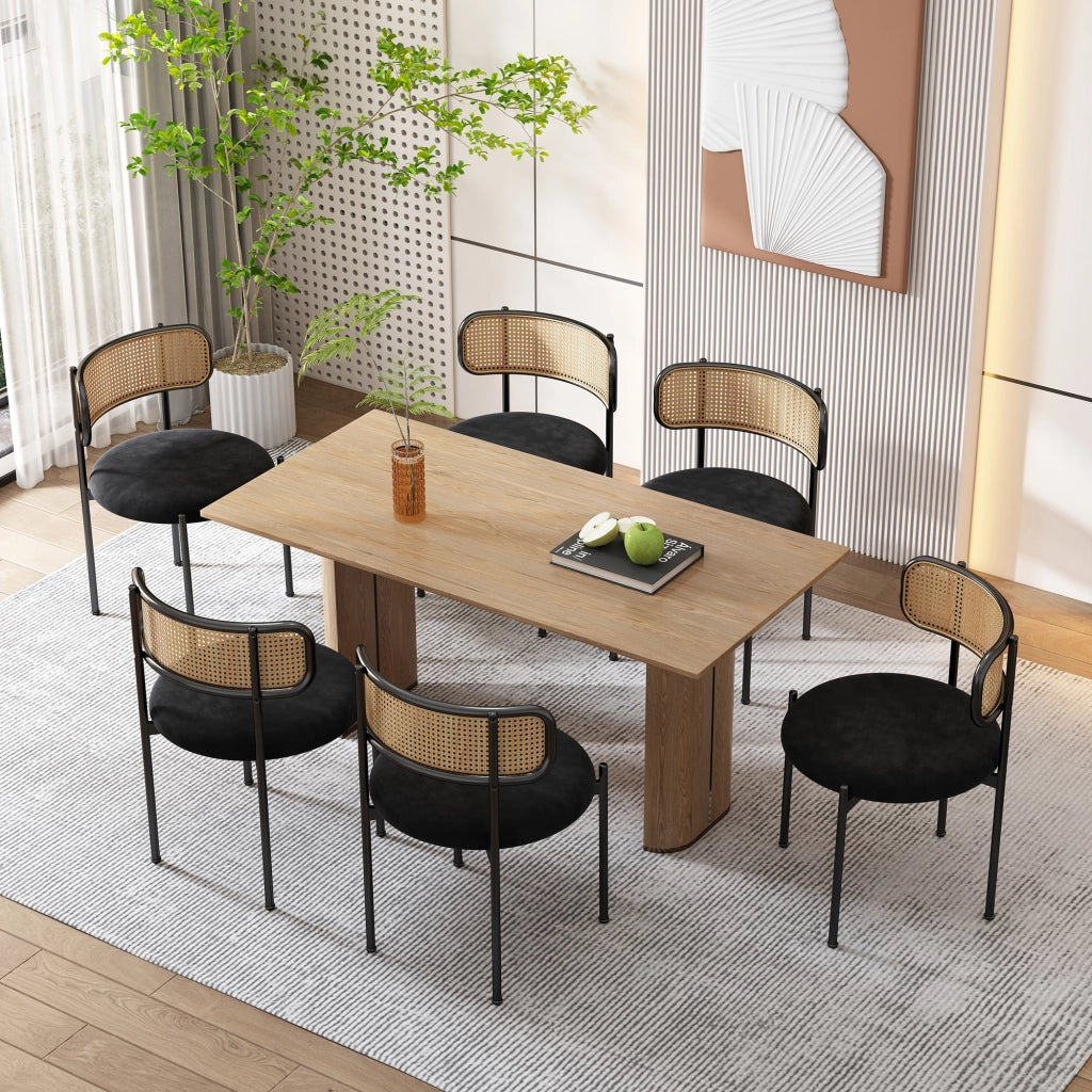 Set 6 Sedie da Pranzo in Velluto ¨C Xylo ¨C Gambe in Metallo, Nero