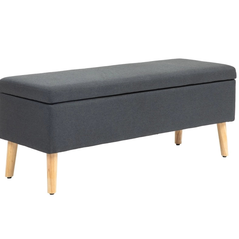 Panca imbottita con vano contenitore 110 x 39 x 45 cm; poliestere grigio scuro