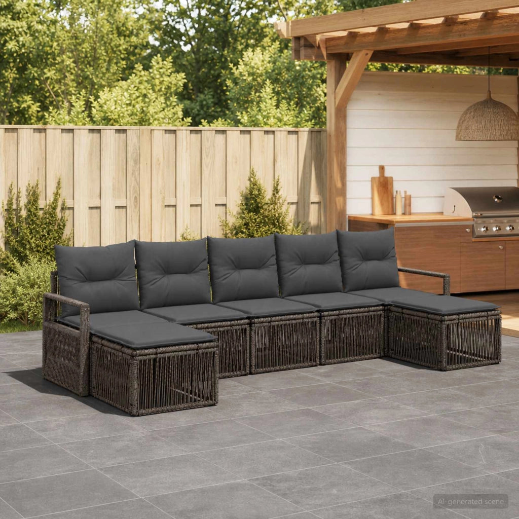 Set Divano da Giardino 7 pz Grigio polyrattan 3435797