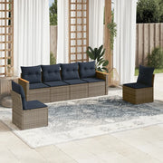 Set Divani da Giardino 6 pz con Cuscini Grigio in Polyrattan 3225865