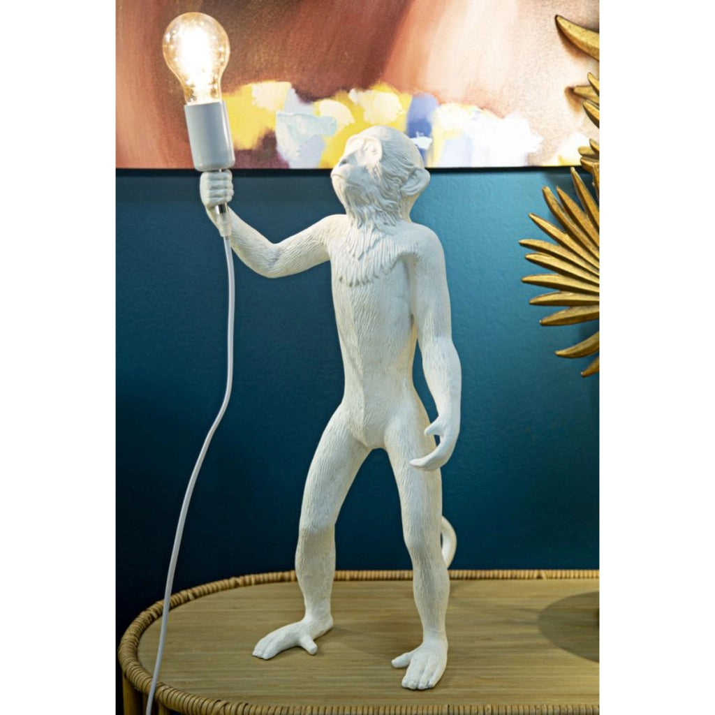Lampada da Tavolo Scimmia 3, Bianco, Poliresina, 26x34x55 cm