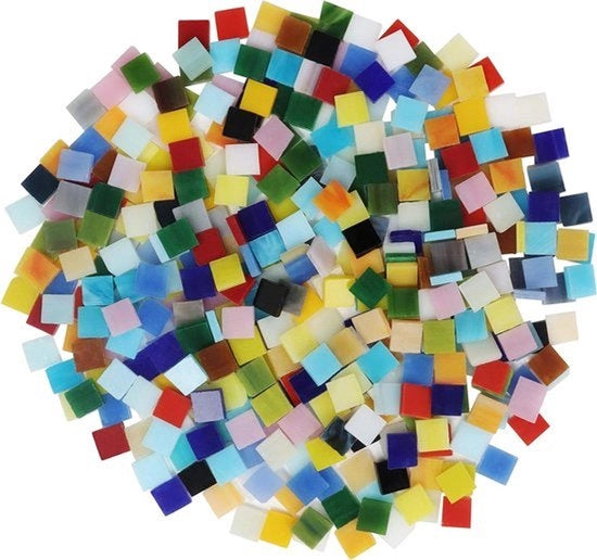 Set di smalti in resina colorati a mosaico - 700 pezzi - 1 x 1 cm - Tegoli quadrati assortiti per decorazione di casa, cornici fotografiche, vasi fiorali - Specchi - Artigianato DIY.