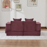 Divano Letto Doppio Moderno in Tessuto con Pouf Contenitore e Due Cuscini, 162x78x66 cm