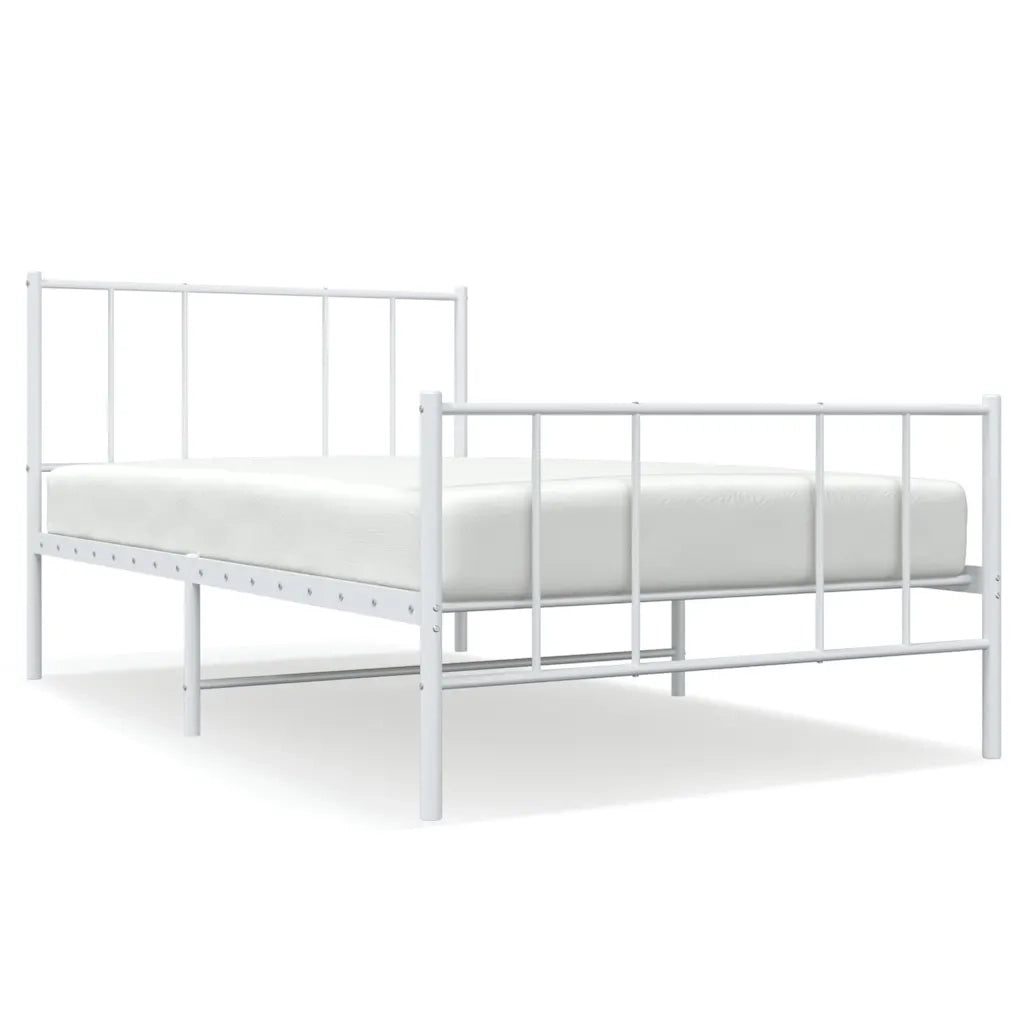 Giroletto con Testiera e Pediera Metallo Bianco 90x190 cm 352539