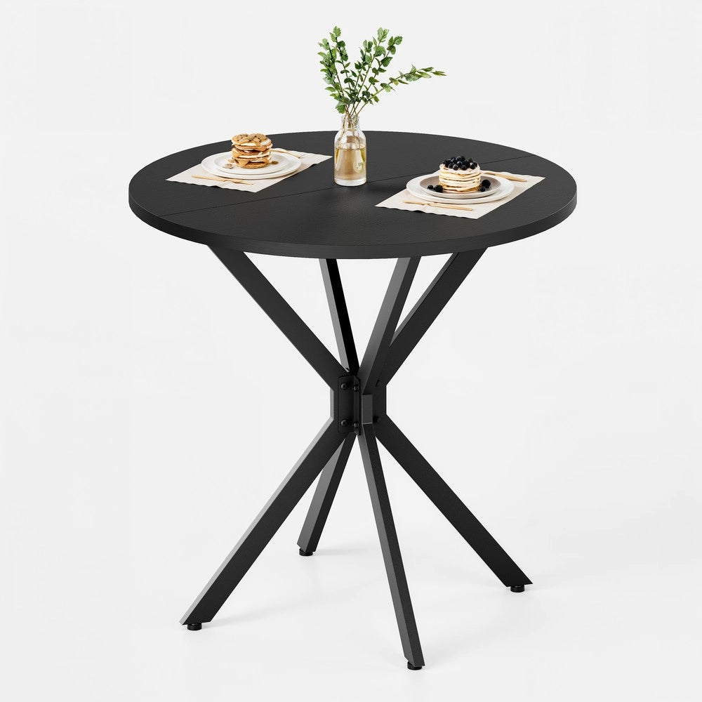 Tavolo Rotondo con Gambe a X ¨C MINIMAL ¨C Nero, 80 cm