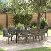 Set da Pranzo per Giardino con cuscino 9 pcs Grigio polyrattan 3380091