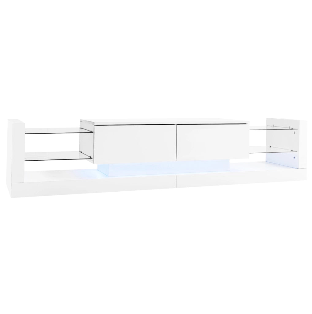 Mobile TV 181 cm con LED e 2 cassetti ribaltabili in truciolare bianco