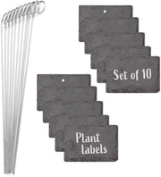 Set di 10 Etichette per Piante Resistenti al Tempo | Etichette in Pietra Riciclabili per Piante, Erbe e Fiori | Inclusi Spiedini in Acciaio per Terra | 10 x 7 cm