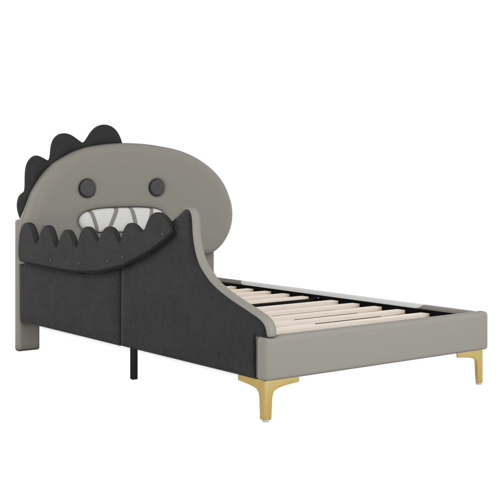 LETTO Bimbi a forma di dinosauro 90x200 cm PU Grigio