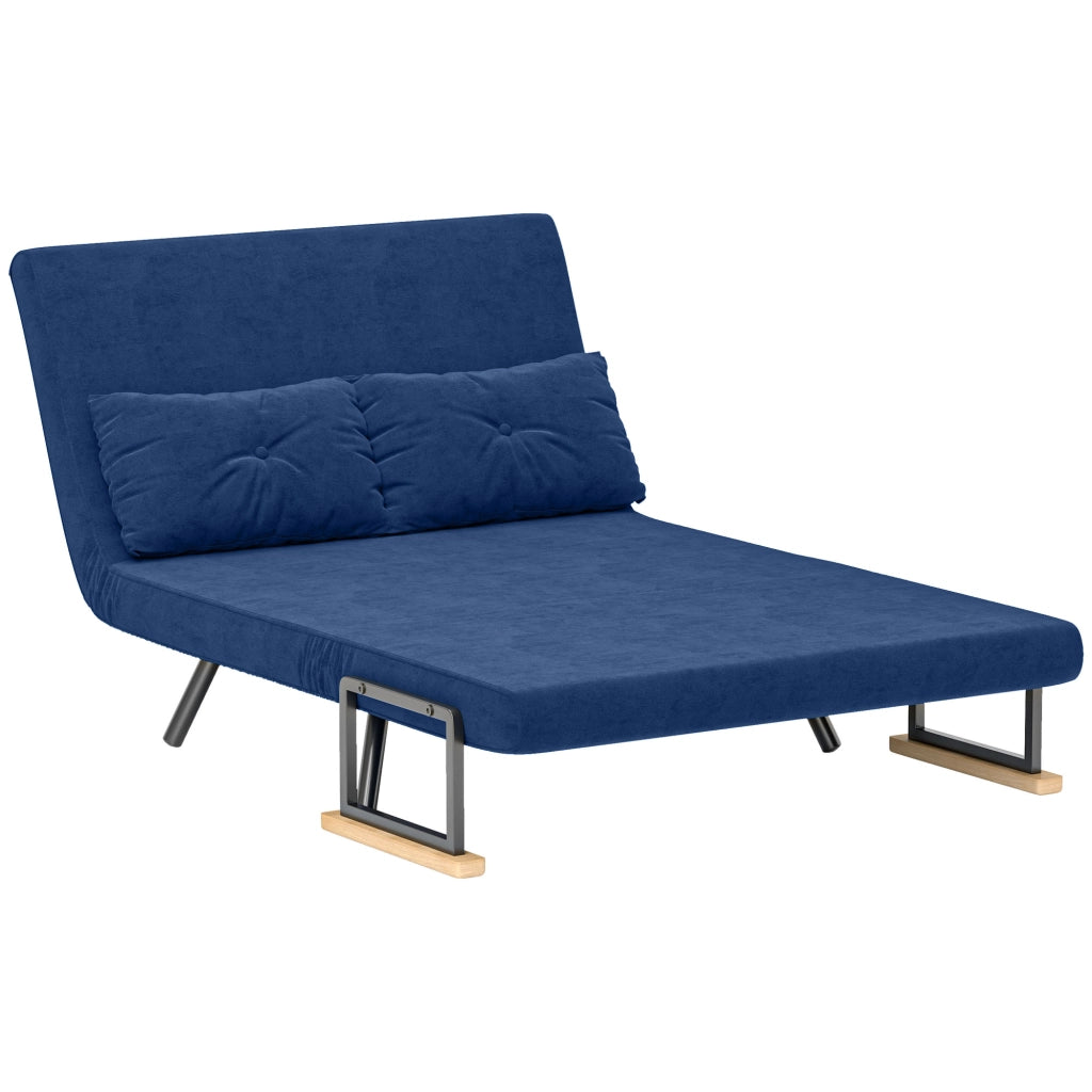 Divano Letto in Tessuto Velluto con Schienale Regolabile e Cuscini ¨C Zephmum ¨C 102x73x81 cm Blu