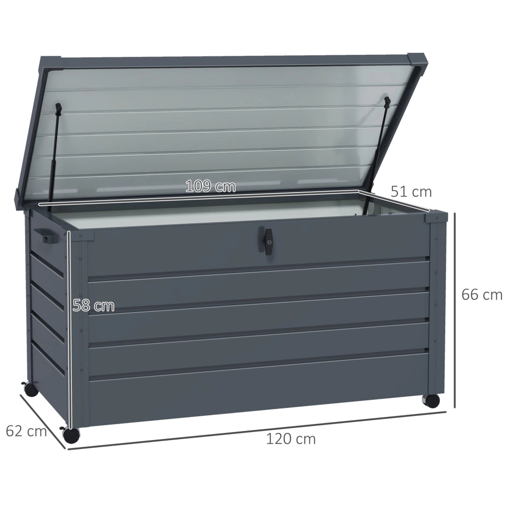 Baule da Giardino ¨C Minimal ¨C Grigio Scuro Acciaio Zincato 120x62x66 cm