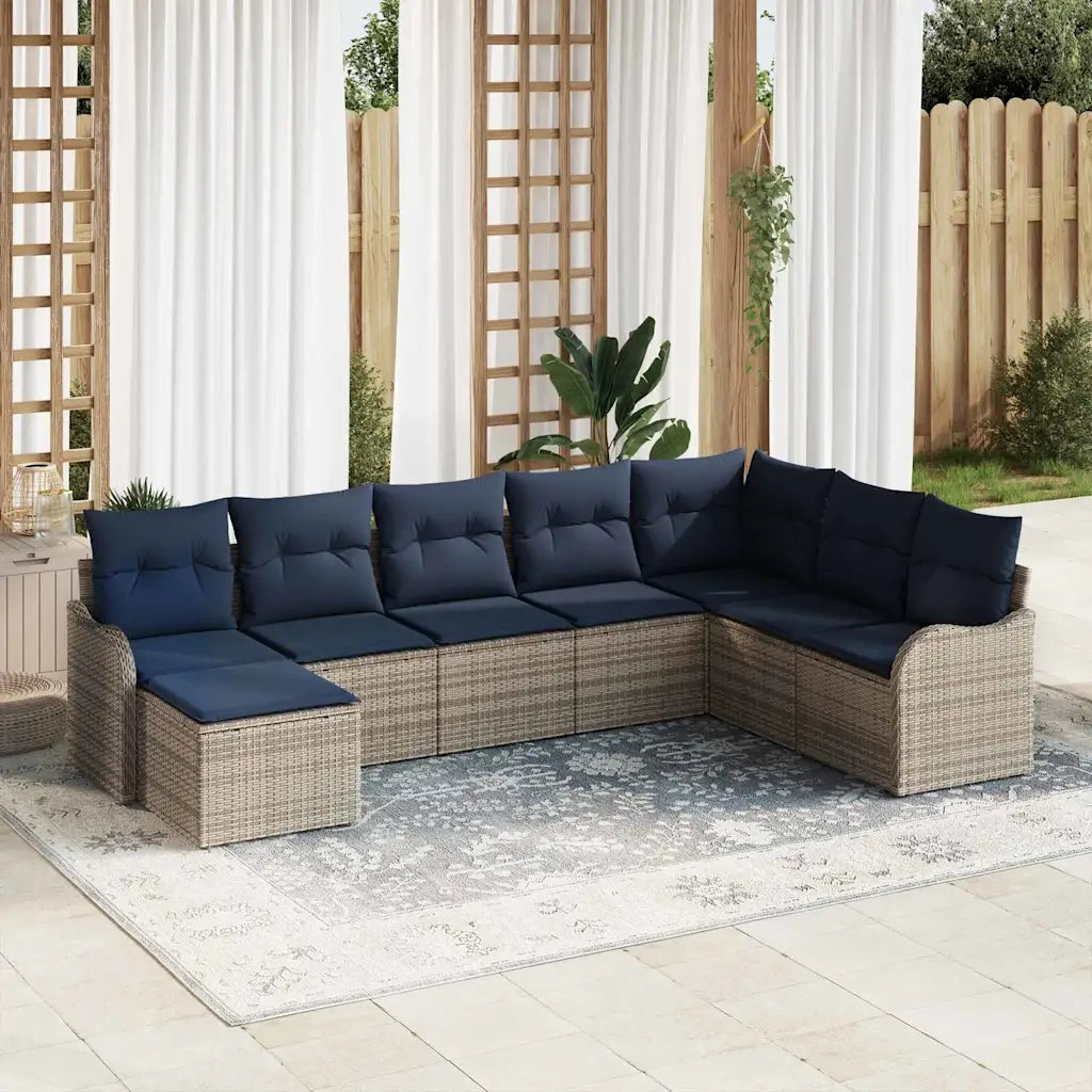 Set Divano da Giardino Grigio polyrattan 3345825