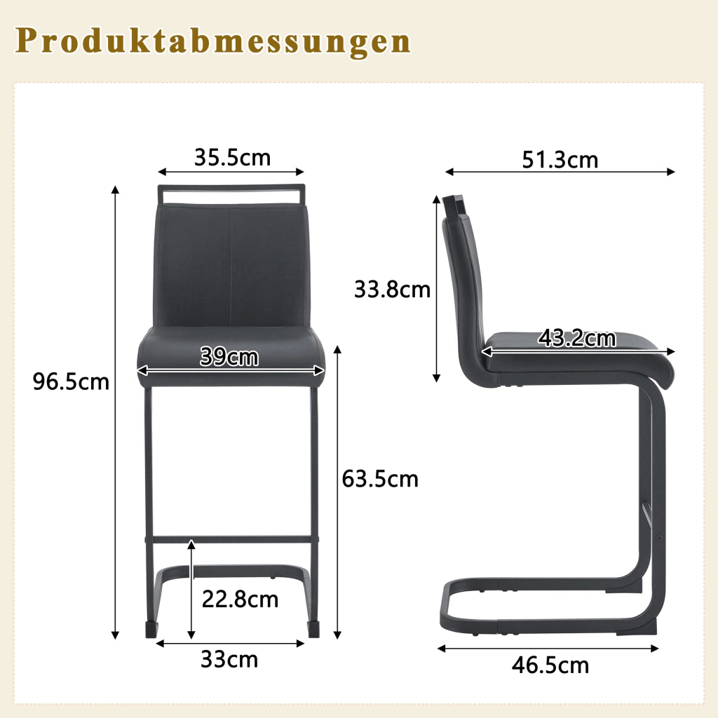 SGABELLO ALTO Set da 2 pezzi 96,5 cm Nero PU e metallo