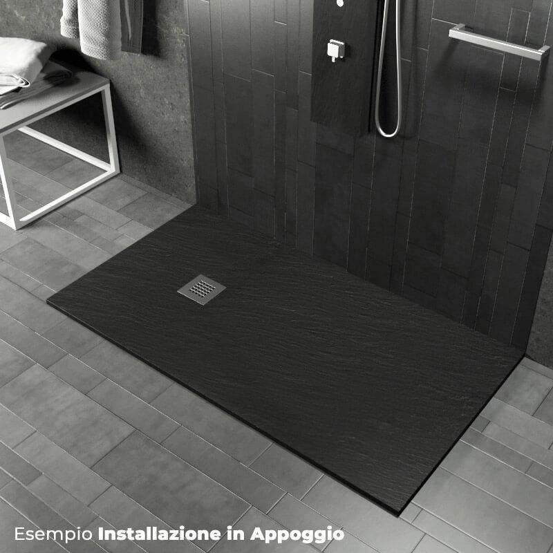 Piatto Doccia in Pietra 80x190 cm Pedrinelli Ardesia Stone Side Antracite