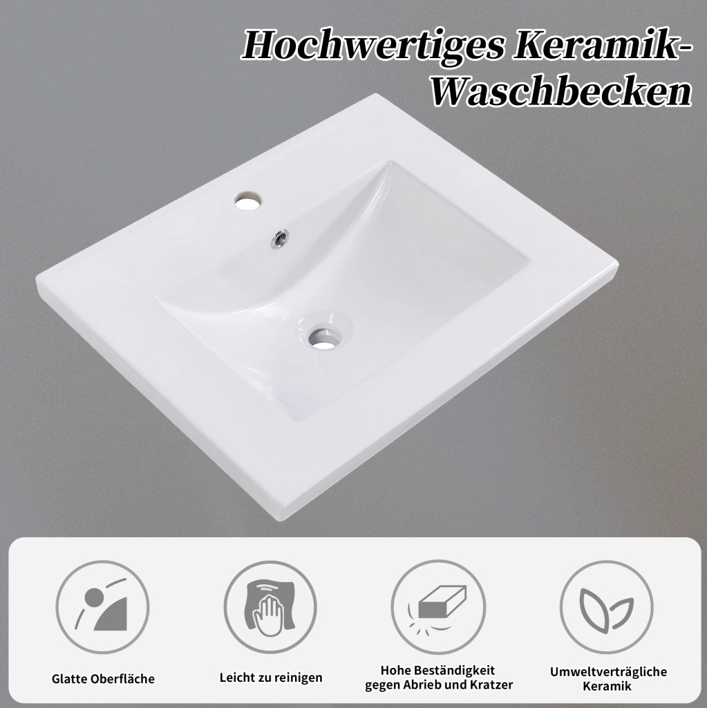 Mobile lavabo da terra con lavabo in ceramica grigio e bianco
