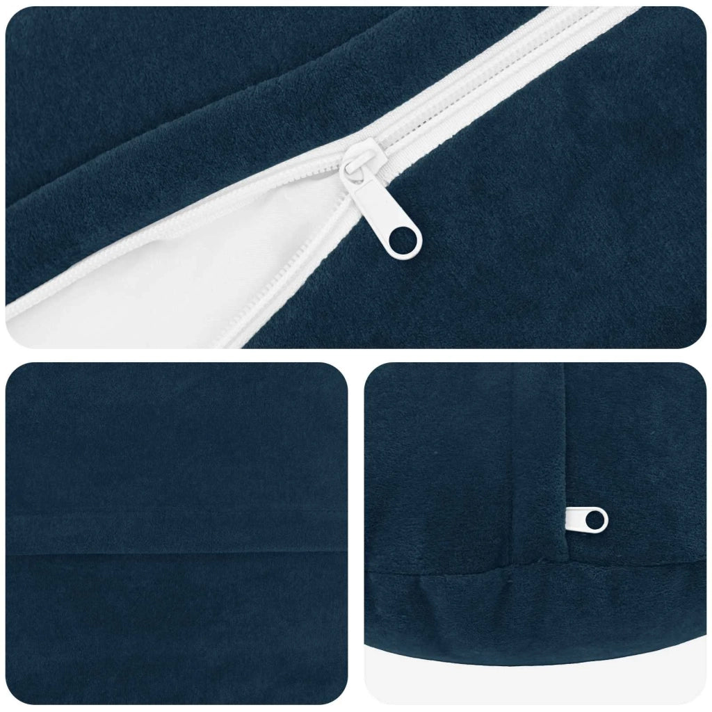 Cuscino con cuscino HEERLEN 2 pz Blu Fleece in microfibra 929139