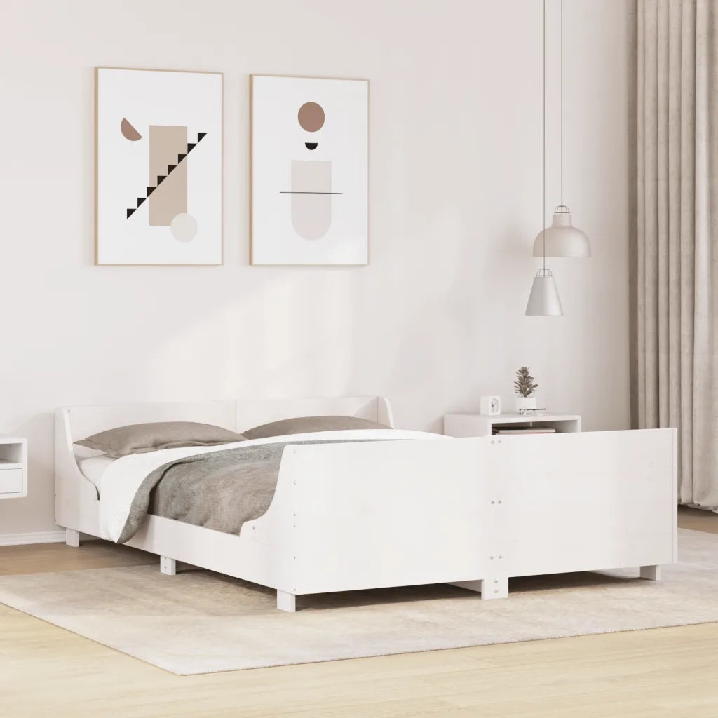 Letto senza Materasso-Struttura Letto Bianco 160x200 cm Legno Massello di Pino 927444