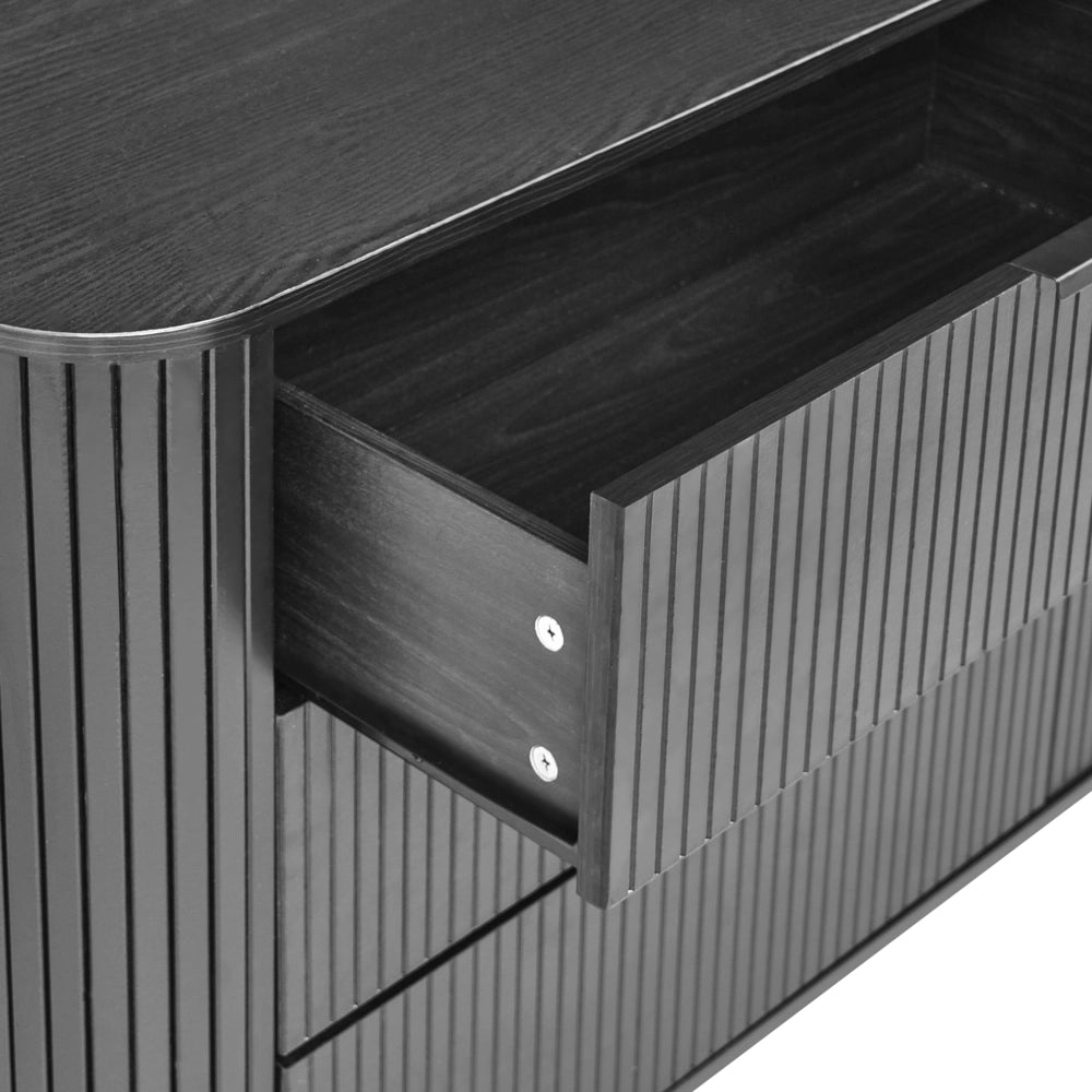 Cassettiera con 6 cassetti MDF legno chiaro gambe in metallo stile retrò