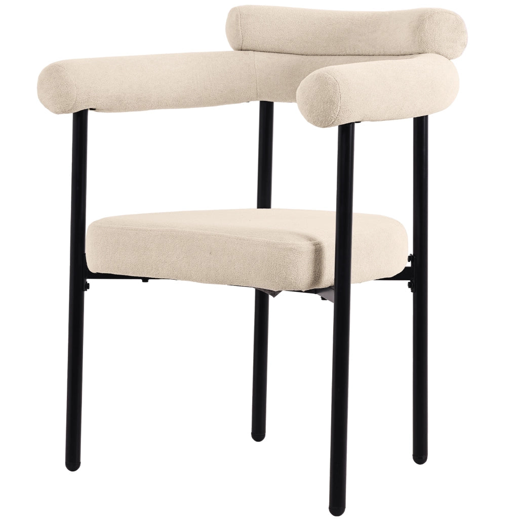 Sedia 70x62x84 cm ergonomica in velluto e ferro beige
