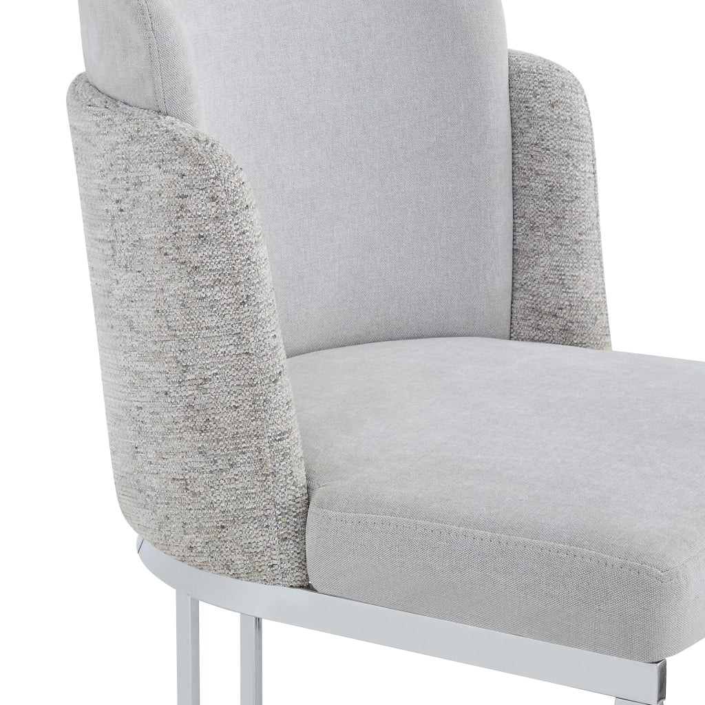 Set di 4 sedie da pranzo in chenille grigio chiaro con gambe in metallo argento