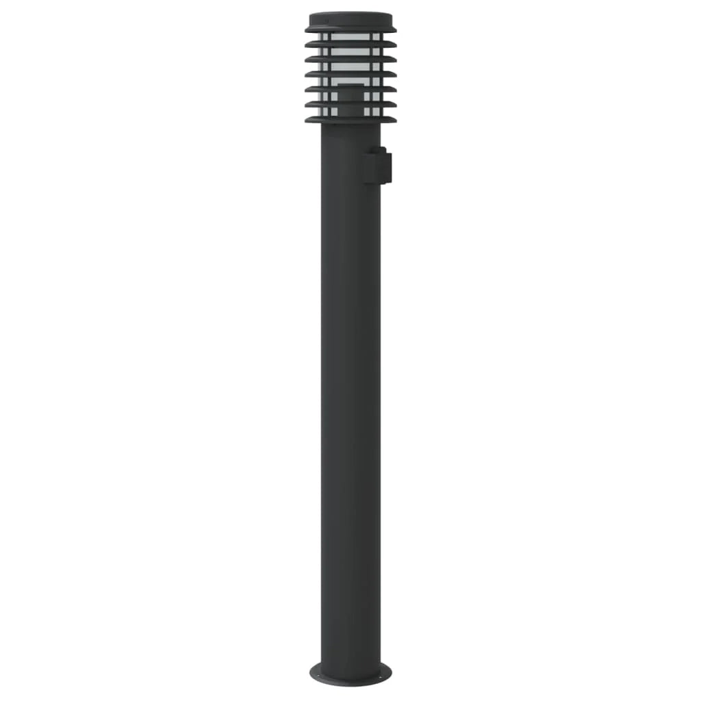 Lampade da terra per esterni con presa elettrica 3 pezzi acciaio inox nero 02_0042572