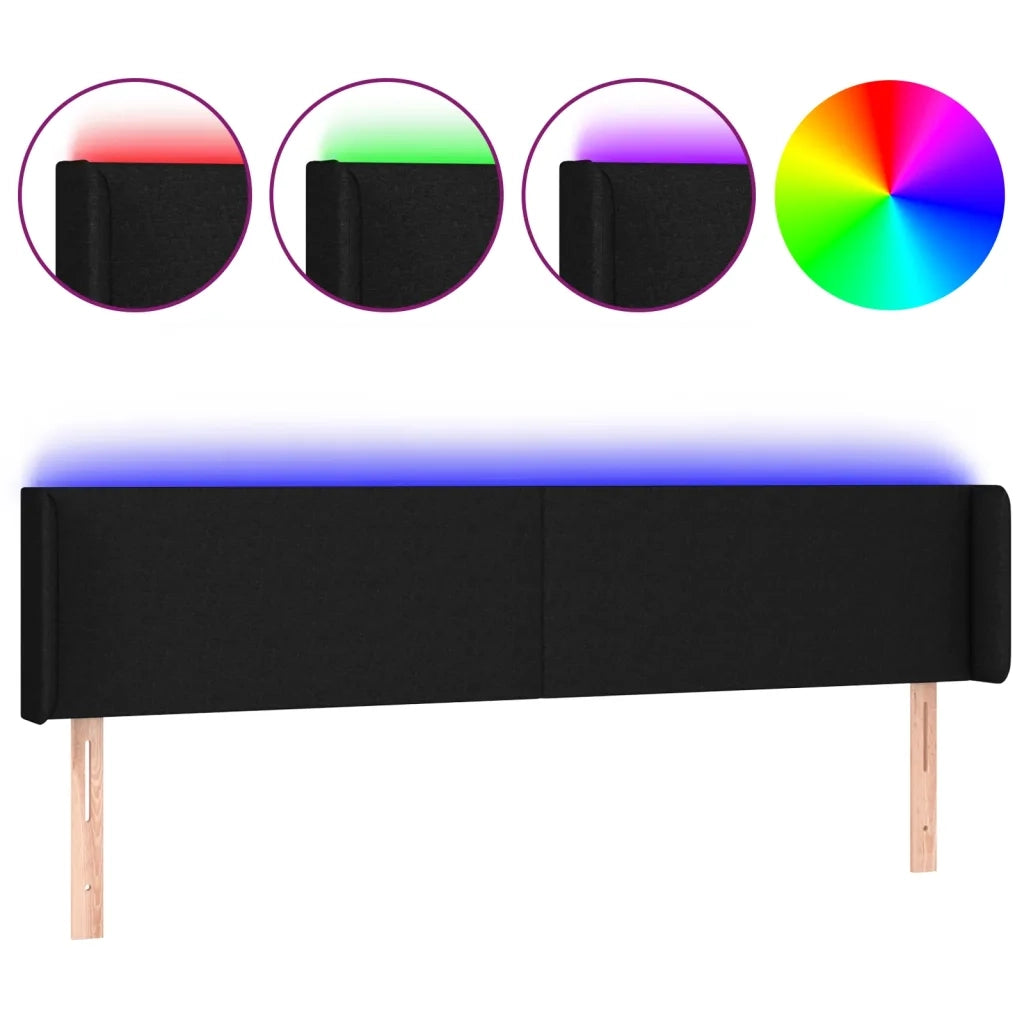 Testiera a LED-Testata con LED Nera 163x16x78/88 cm in Tessuto 919820