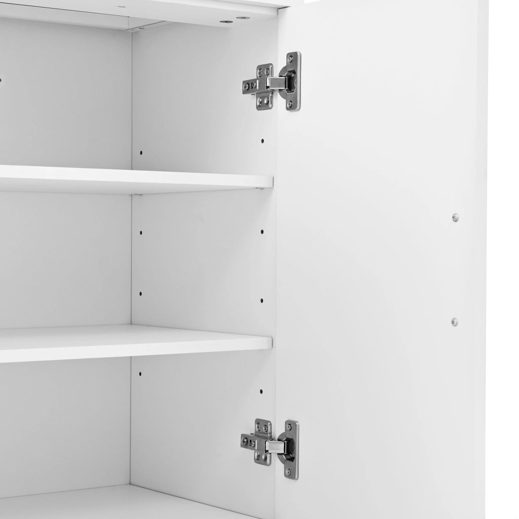 Credenza 120 x 35 x 80,5 cm, 4 ante + 2 cassetti, 2 ripiani regolabili, bianco, cucina
