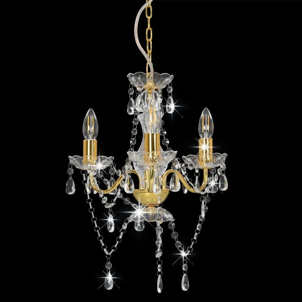 Lampadario con Perline Dorato Tondo 3  E14 281600
