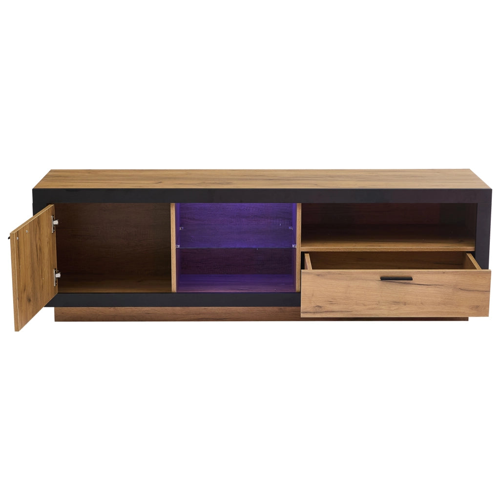Mobile porta TV nero e rovere 160 cm con illuminazione LED RGB