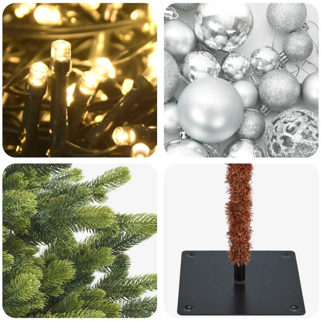 Albero di Natale Artificiale con Palline 150 cm 150 LED 3465988