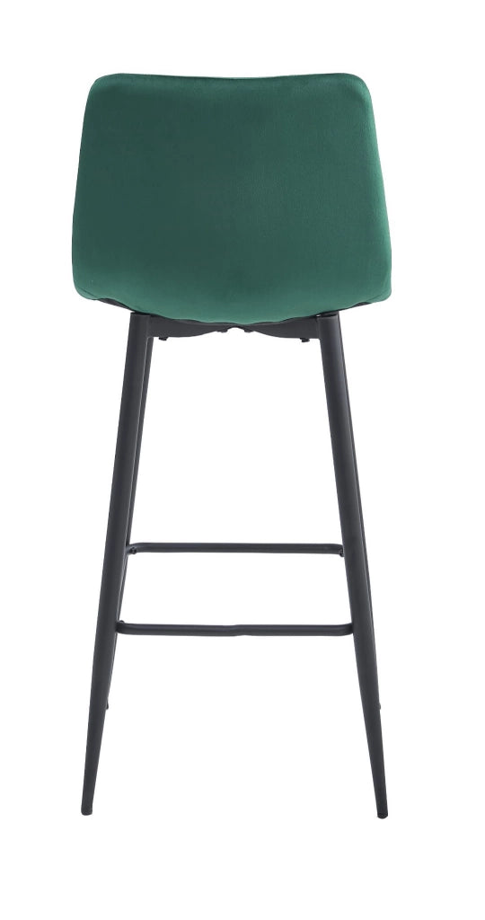 Sgabello da bar Valora TEOTO in velluto verde scuro con gambe in acciaio nero x1