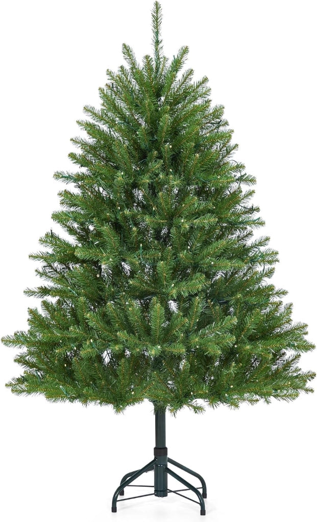 Albero di Natale Classico 180cm in PVC con Apertura Automatica a Ombrello e Base Metallo
