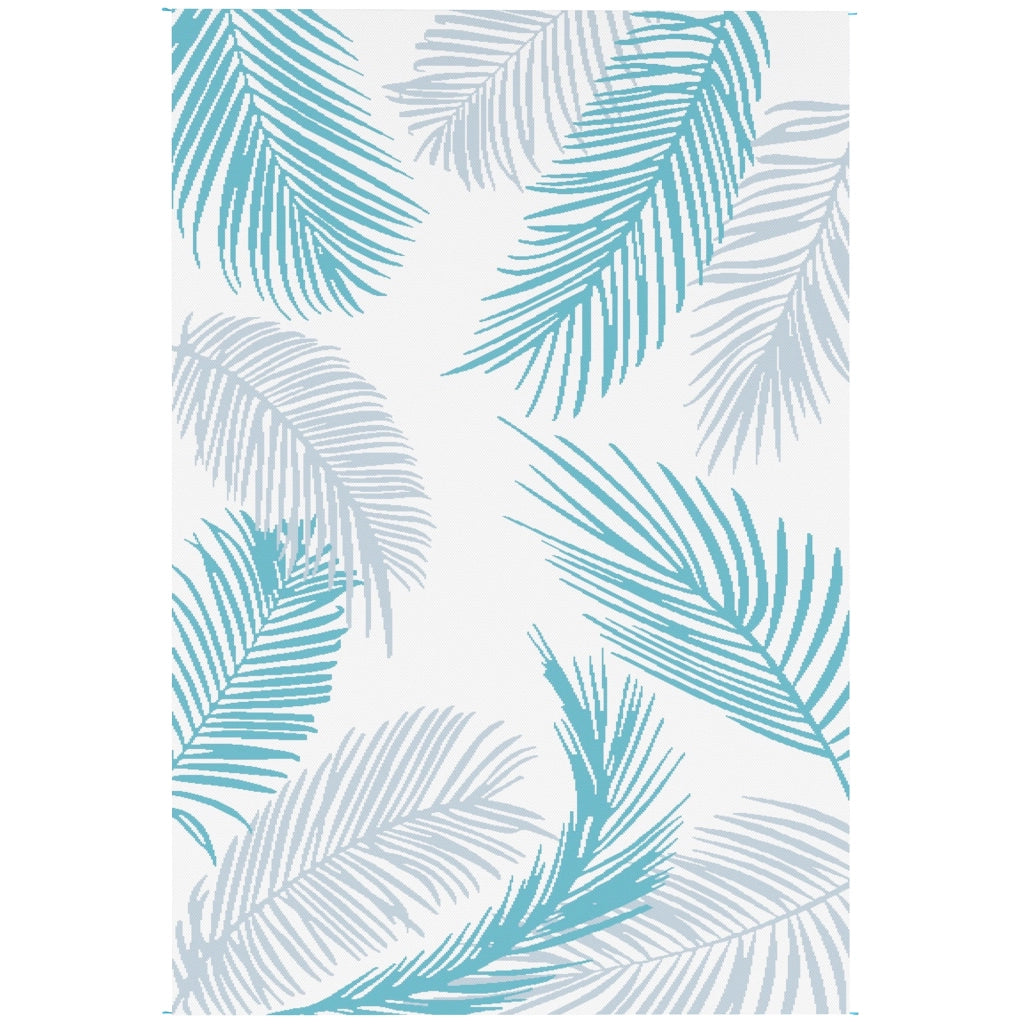 Tappeto da Esterno Reversibile Resistente con Sacchetto e Picchetti 274x182 cm ¨C Zephmum ¨C Azzurro+Bianco
