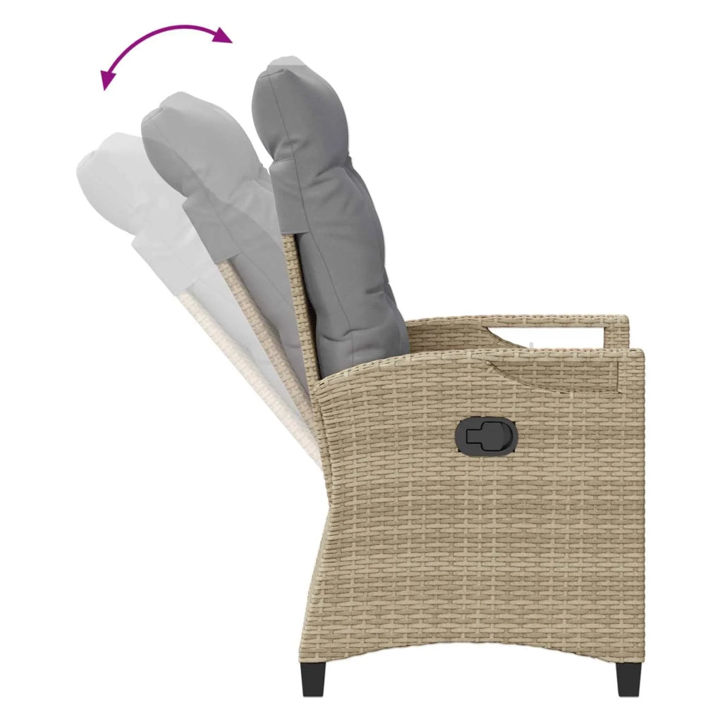 Sedia da giardino reclinabile Beige e Grigio Chiaro polyrattan 42026843
