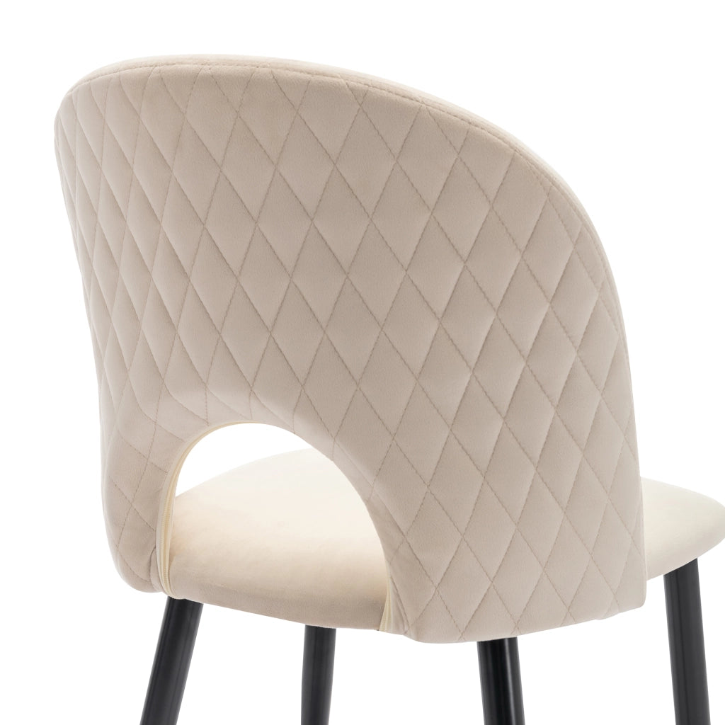 Set tavolo da pranzo 140x80 cm con 4 sedie in velluto beige, piano effetto marmo e gambe regolabili