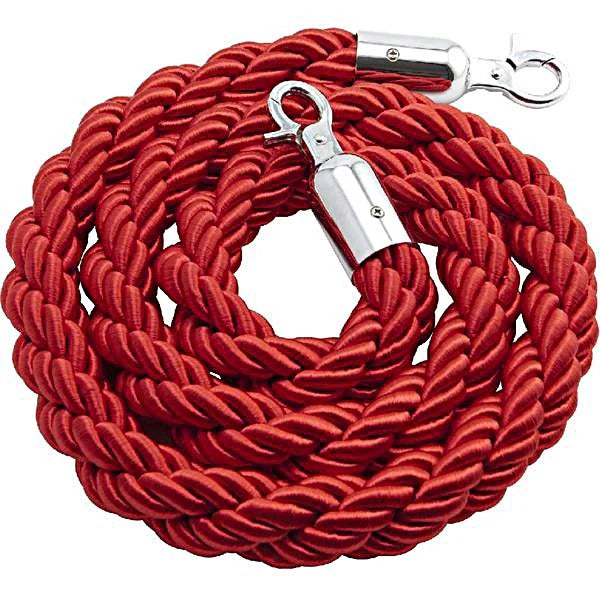 Cordone intrecciato 2mt con moschettoni silver vari colori - rosso