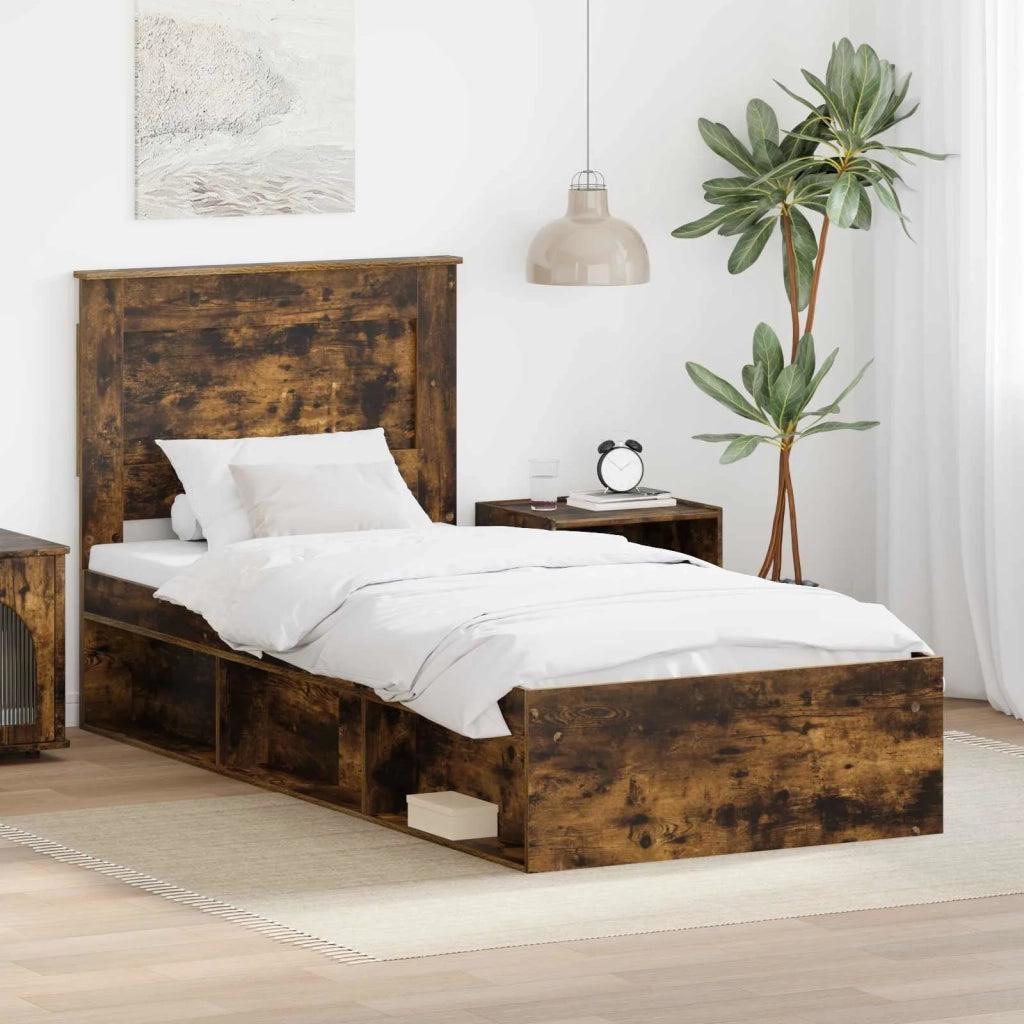 Struttura del letto Rovere fumé 100 x 200 cm Pino massello 3410124