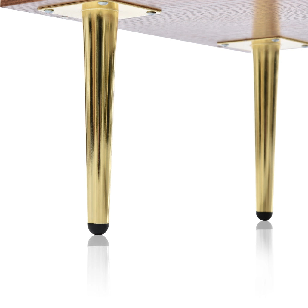 Cassettiera con 6 cassetti e 2 pannelli in rattan, finitura noce, per camera da letto, legno e metallo, 120 × 40 × 90 cm