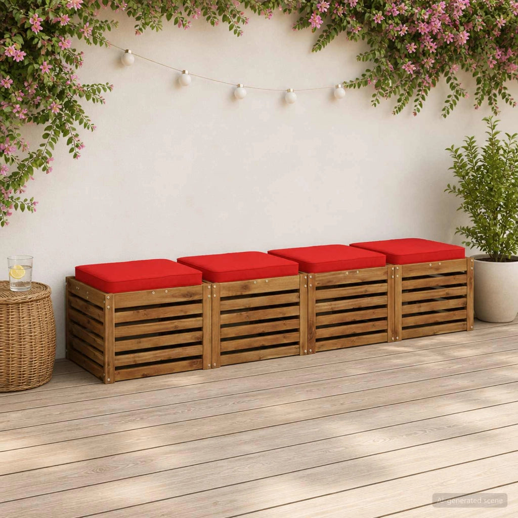 Cuscini per Sedia in 4 Pezzi VUGHT 4 pcs 100% Poliestere Rosso 946292