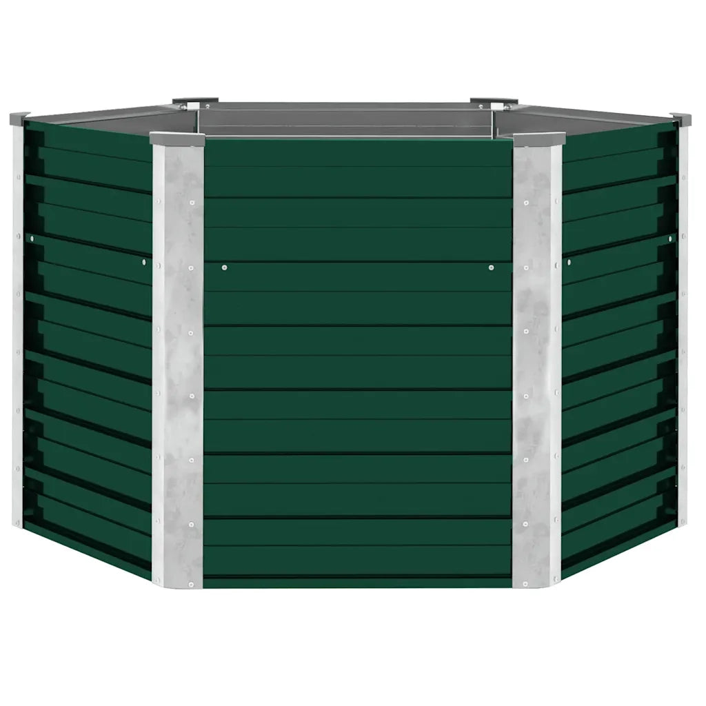 Fioriere | Cassetta per fiori | Letto Rialzato Giardino in Acciaio Zincato 129x129x77 cm Verde