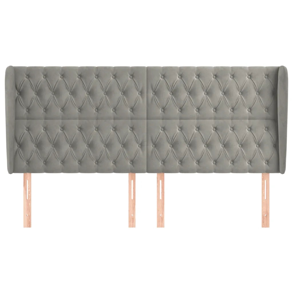 Testiera | Testata ad Orecchio Grigio Chiaro 183x23x118/128 cm in Velluto