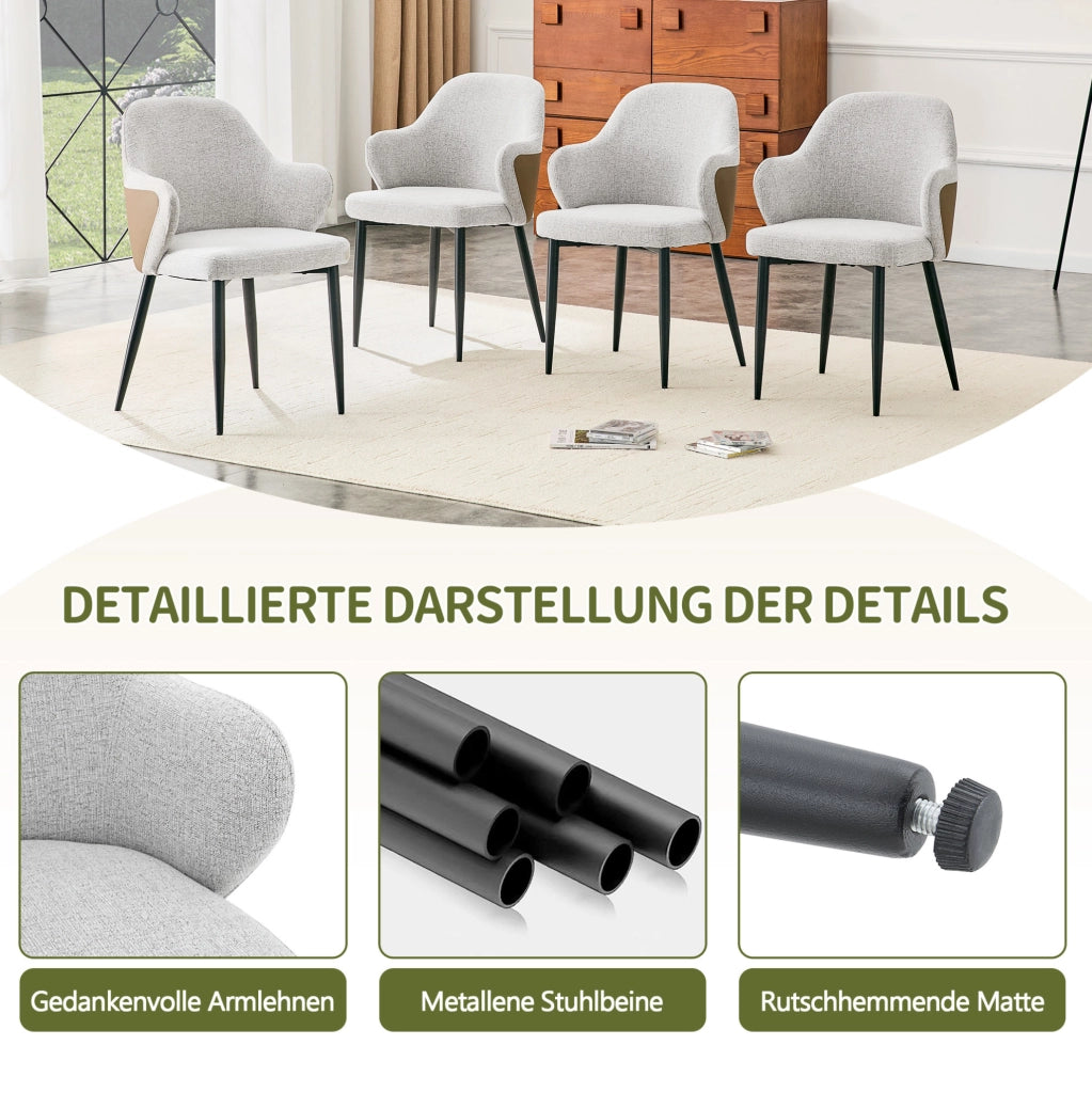 Set di 2 sedie da pranzo grigio chiaro con gambe nere