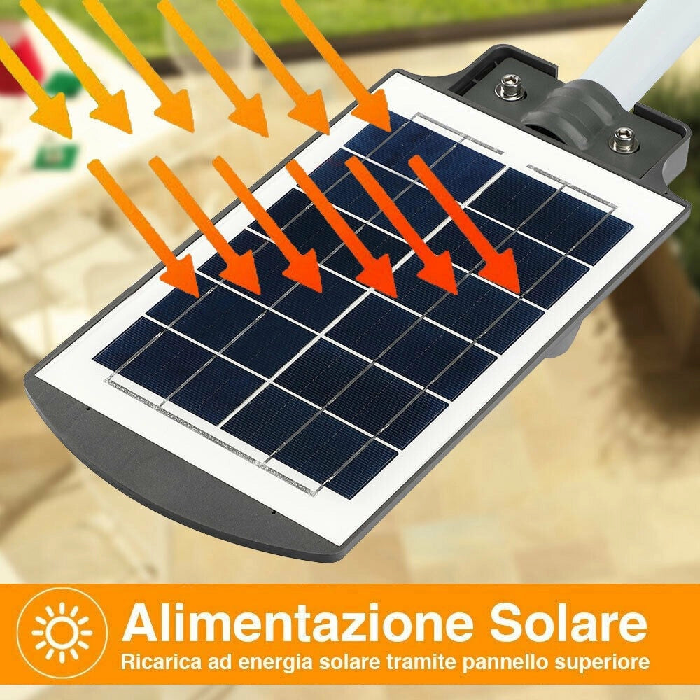 Trade Shop - Lampione Stradale Faro Led 60w Solare Luce Esterno Sensore Movimento Telecomando -