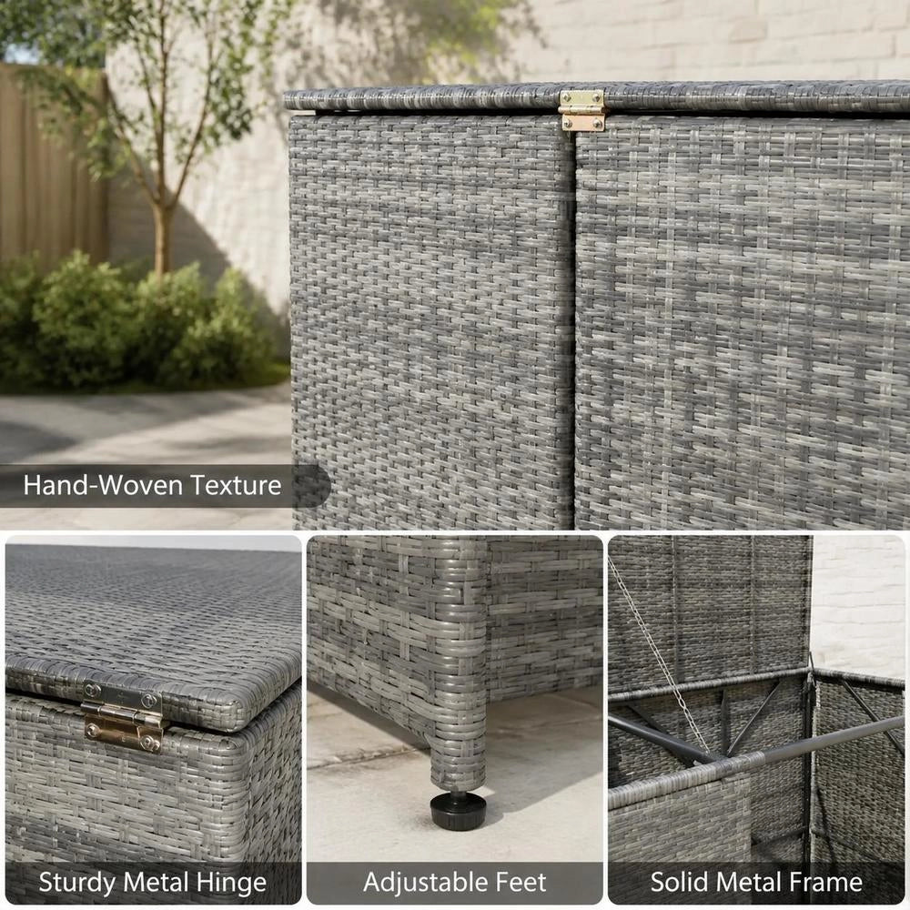 Bin Storage Box For 2 Bins, Poly Rattan Anthracite, 148x77x111 Cm